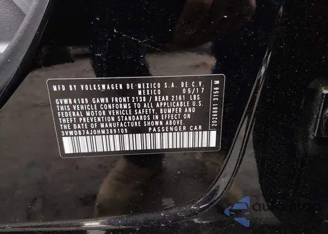 2017 Volkswagen Jetta 1.4T Se из США, поврежденный, VIN 3VWDB7AJ0HM389109